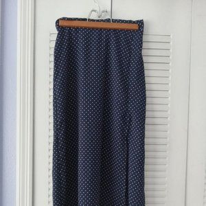 Como Vintage Navy Blue Polka Dot Maxi Skirt (Medium)